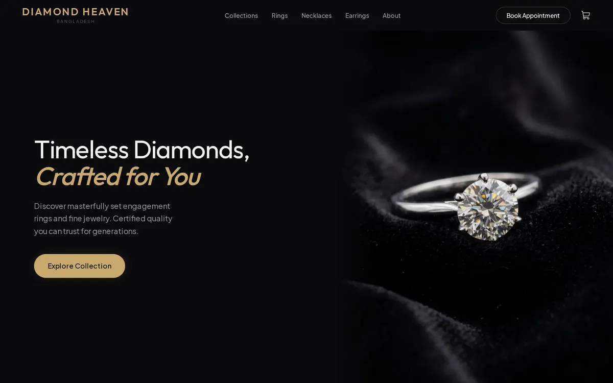 The Diamond Heaven Ltd website on a desktop screen