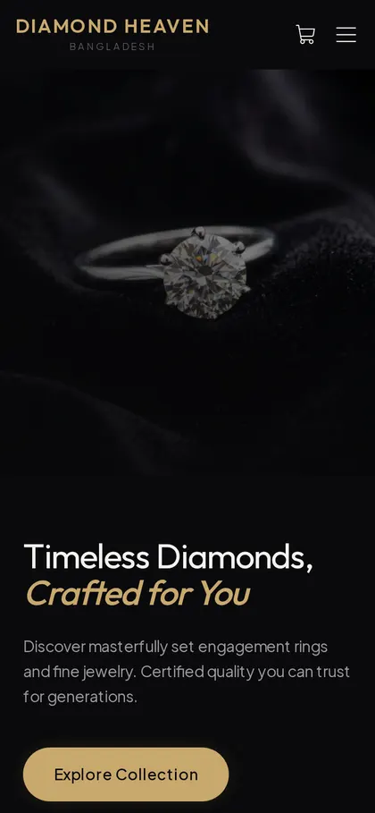 The Diamond Heaven Ltd website on a phone screen