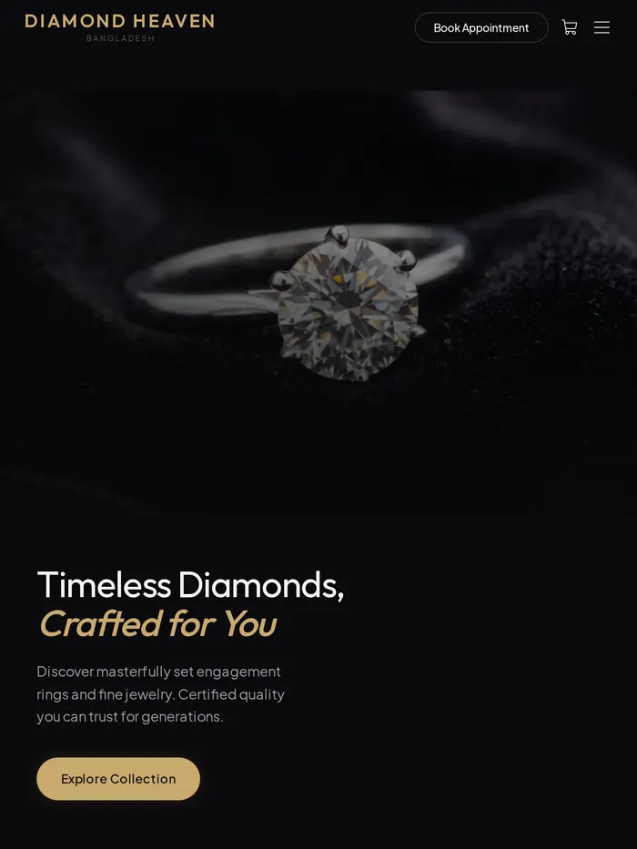 The Diamond Heaven Ltd website on a tablet screen