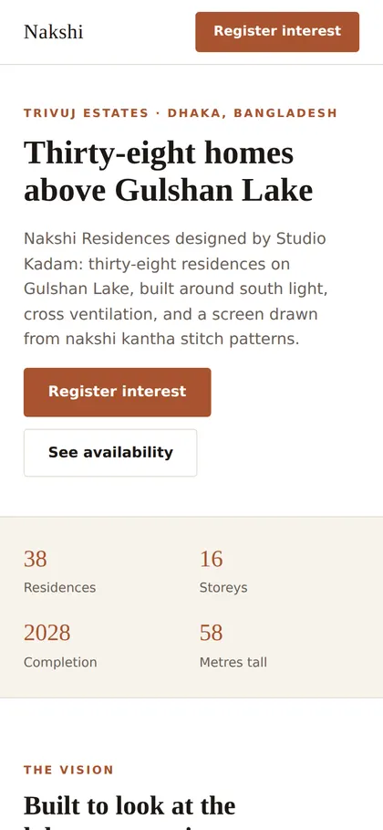 The Nakshi Residences website on a phone screen